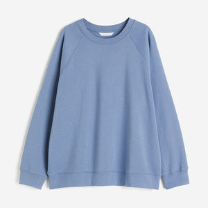 Bleu teint polaire sur porter baggy femmes plaine sweat à manches longues coton en gros Stock sweat à manches longues sweat - Product Image 1
