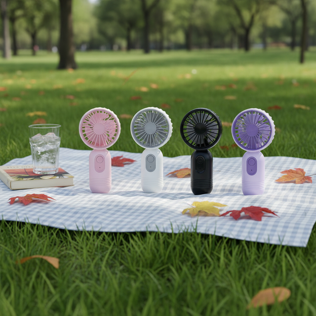 Outdoor Easy Carry Mini Portable Handheld Fan Home Office 3 Speed Quiet Operation Desk Small Cute USB Rechargeable Plastic