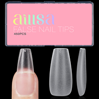 Faux Ongles en Gel Souple Mat Effet Naturel Marque Privée 450 Pièces 15 Tailles Carré Amande Cercueil Ovale Couverture Complète Nail Art Salon PMMA