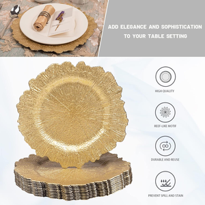 Platos de plástico dorados de 13 pulgadas para decoración de mesa, platos decorativos redondos para bodas, fiestas, Acción de Gracias, Navidad - Product Image 1