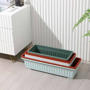 Classique marron rectangulaire Mini intérieur extérieur jardin <span class=keywords><strong>fleur</strong></span> planteur Pot décoration de la maison en plastique céramique-like plusieurs fleurs - Product Image 2