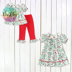 2024 Christmas trees hot selling babies girl clothing smocked red dress little children wholesale girls clothes