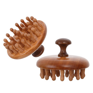 Sandalwood Scalp Massage Comb <b>Round</b> Wooden Meridian <b>Brush</b> For Head Neck Relief 10cm Or Less - Product Image 1