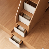Lit superposé personnalisé en bois massif pour enfants avec armoire et bureau intégrés, et dressing intégré