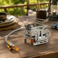 Réchaud de camping portable en acier inoxydable léger, résistant au vent, pliable, avec allumage électronique pour l'extérieur et la maison