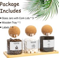 Pot en verre de 500 ml avec couvercle en liège rond, lot de 3, contenants de stockage en verre, petit pot à bonbons avec couvercle en liège pour aliments, poudre de matcha, sucre