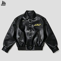 Veste de baseball en cuir de logo de broderie personnalisé de haute qualité veste de moto cool d'extérieur de rue vestes coupe-vent pour hommes