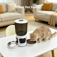Distributore Automatico di Cibo per Animali Domestici Smart da 6L con Doppia Ciotola, Telecamera, Eco-Friendly, Moderno, Temporizzato, Controllo tramite App, Registrazione Vocale, in Plastica ABS Resistente