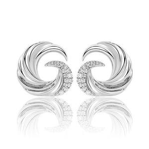 Orecchini a Perno Ispirati alle Onde dell'Oceano con Zirconi Scintillanti, Eleganti Orecchini da Donna alla Moda, Gioielli per Uso Quotidiano, Regalo - Product Image 5
