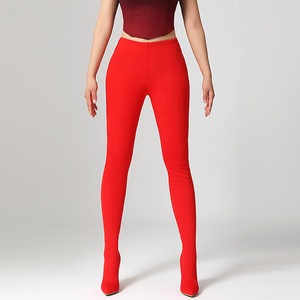 Botas de pantalón elásticas de talla grande 46 para mujer, ajuste ancho, hasta el muslo, con estampado de leopardo, tacón de aguja, botines ajustados - Product Image 3