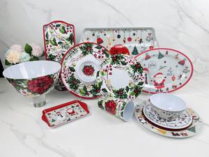 أطباق بلاستيكية من الميلامين بالجملة من المصنع الصيني، صواني عشاء، أدوات مائدة آمنة للطعام، أدوات مائدة لعيد الميلاد - Product Image 4