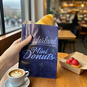 Ensemble de sacs à pâtisserie pour restaurant, boulangerie, café - Ensemble d'emballages à emporter pour beignets et biscuits - Emballage de qualité alimentaire - Product Image 1