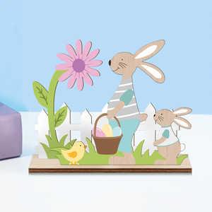 Wooden <b>Easter</b> Bunny Figurine Set LK 13 14 16 Three Piece Decorative <b>Ornament</b> For Indoor <b>Easter</b> Decoration - Product Image 3