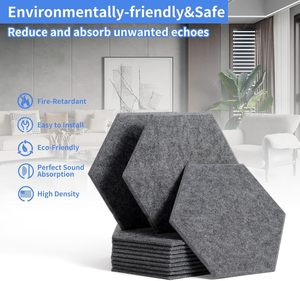 12 Pcs Pet Cảm Thấy Mật Độ Cao Hình Lục Giác <span class=keywords><strong>Acoustic</strong></span> Tấm Polyester Sợi Tấm Tường Cho Phòng Ghi Âm Văn Phòng Nhà - Product Image 3