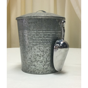 Metal Ice Bucket with Wooden Handles and Stainless Steel Scoop Industrial Style Round Beverage Cooler for Parties - Product Image 5
