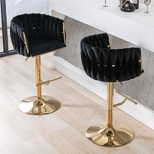 Chaise haute <span class=keywords><strong>de</strong></span> luxe moderne ascenseur <span class=keywords><strong>rotatif</strong></span> hôtel café maison <span class=keywords><strong>tabouret</strong></span> <span class=keywords><strong>de</strong></span> <span class=keywords><strong>bar</strong></span> personnalisé en velours avec cadre en métal tissé corde - Product Image 6
