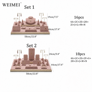 ชุดขาตั้งโชว์เครื่องประดับ WEIMEI สีชมพูอมเทา กำมะหยี่ พร้อมขาตั้งโลหะสีทอง สำหรับสร้อยคอ ต่างหู กำไลข้อมือ แหวน เหมาะสำหรับร้านขายของที่ระลึกและร้านเครื่องประดับ - Product Image 5