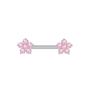 Nuevos Anillos de Acero Inoxidable Rosa para Pezones, Venta al por Mayor, Diseños Exquisitos de Corazón y Rosa, Piercings Corporales con Colgantes de Zirconia - Product Image 4