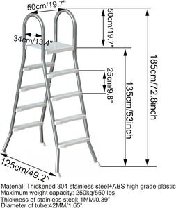 <span class=keywords><strong>Échelle</strong></span> de <span class=keywords><strong>piscine</strong></span> hors sol robuste et sécurisée, structure en acier inoxydable, capacité de 500 livres, entrée/sortie - Product Image 6