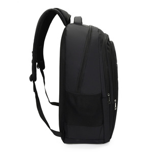 Laptop <b>Backpack</b> Large Capacity Men's Shoulder Straps Solid Color <b>Black</b> Travel Business Trip <b>Backpack</b> - Product Image 2