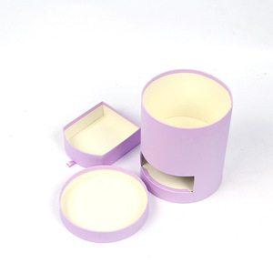 Boîte cadeau rigide en carton rond à double tiroir, couleur macaron, avec gaufrage à chaud, pour vente en gros - Product Image 4