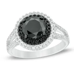 GIA证书工厂批发定制戒指天然黑色钻石定制形状女士结婚戒指礼品饰品