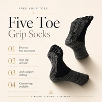 Chaussettes de yoga à cinq doigts JOYFIT, antidérapantes, pour femmes, chaussettes de Pilates, chaussettes d'équilibre pieds nus, chaussettes de studio