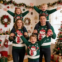 Pull en tricot jacquard assorti pour la famille, style européen et américain, doux et confortable, pour l'automne et l'hiver, ensemble parent-enfant