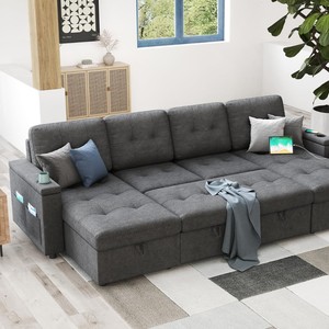 <span class=keywords><strong>Canapé</strong></span> <span class=keywords><strong>convertible</strong></span> modulable <span class=keywords><strong>avec</strong></span> rangement, chaise longue et porte-gobelets, <span class=keywords><strong>canapé</strong></span> <span class=keywords><strong>convertible</strong></span> en forme <span class=keywords><strong>de</strong></span> L pour salon - Product Image 3