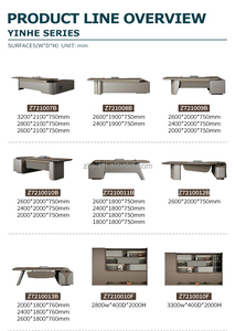 Bureau <span class=keywords><strong>de</strong></span> direction moderne <span class=keywords><strong>de</strong></span> luxe sur mesure d'usine, avec placage bois, panneau à lattes verticales et pieds courbes, pour usage commercial - Product Image 2