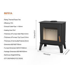 Poêle à <span class=keywords><strong>bois</strong></span> en acier, chauffage cubique écologique R0701A fabriqué en Chine, pour la vente - Product Image 3