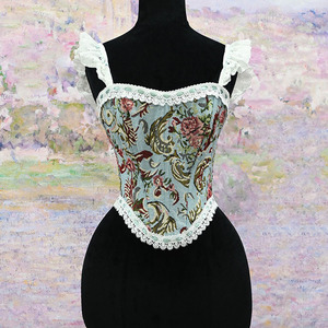 Top Corsé Floral Vintage de Mujer con Encaje Calado y Tirantes, Estilo Cottagecore, Bustier con Varillas, Estética Coquette Prairie, Top Moldeador - Product Image 1