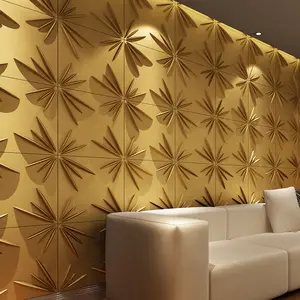 Color oro di lusso a spruzzo splash design 3d pannello di parete del pvc per il museo