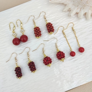 Meilleure qualité plaqué or naturel mer bambou rouge corail boucles d'oreilles italien fait à la main perles de corail boucles d'oreilles pour les femmes à la mode - Product Image 2