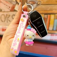 Porte-clés Cinnamoroll mignon en silicone souple, breloque de sac pour filles, cadeau en gros