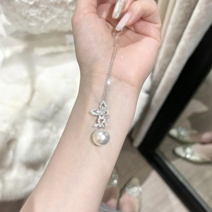 Collier élégant en argent pur S925 Wenchi, pendentif en forme de goutte d'eau, grande perle blanche d'Australie, charmes de luxe, fabrication chinoise - Product Image 4