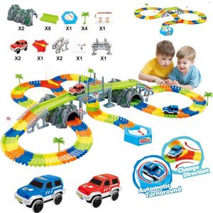 Circuit de course arc-en-ciel rotatif à 360° avec 2 voitures jouets lumineuses et ensemble de rampes - Product Image 2