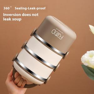 Ensemble de boîtes à repas isothermes empilables en acier inoxydable, portables, chauffables, étanches, pour adultes, boîte à lunch thermique bento - Product Image 3