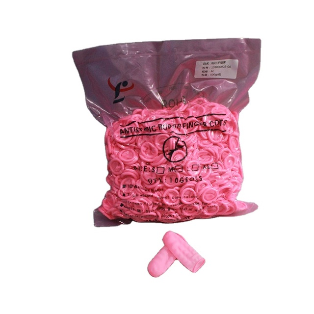 Hot Sale Conductive Industrial ESD Custom 100% Latex Antistatic Pink Fingers Cots Finger Cot Cover
