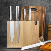 Ensemble de couteaux de cuisine tout en acier au design moderne, six pièces, avec logo personnalisé, lames en acier inoxydable 3Cr13, couteau de chef magnétique pour la coupe