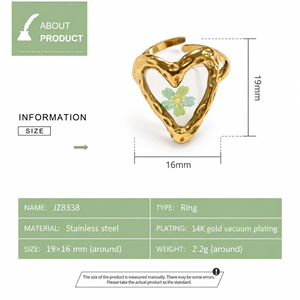 Open Heart <b>Ring</b> Gold 14K Gold Vacuum Plated <b>Stainless</b> <b>Steel</b> - Product Image 2