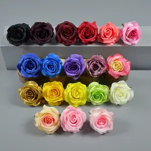 8cm Silk Roses Head Artificial Flowers Fabric Floral Craft DIY Decorate Supplies Wholesale Lot Wedding Flowers Accessories