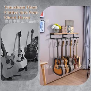 <b>Wall</b> <b>Mounted</b> Guitar Rack Wooden Storage <b>Shelf</b> For Living Room Display And Organization - Product Image 2