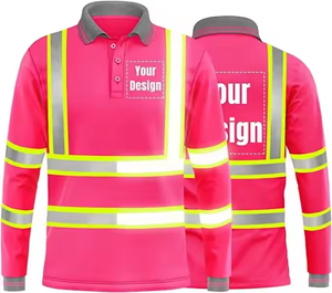 Camiseta de Trabajo de Alta Visibilidad HBC ANSI Clase 2, Duradera, con Franjas Reflectantes, Camiseta de Seguridad de Manga Larga para Construcción, Logotipo Personalizado YS - Product Image 1