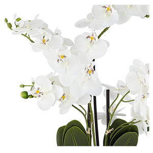 白いシルク胡蝶蘭23H人工蘭、銀色の樹脂鉢入り - Product Image 3