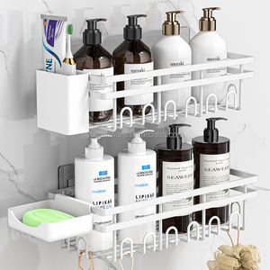 새로운 디자인 5개 세트 샤워 캐디 강력 접착 샤워 정리 선반 무타공 욕실 플로팅 선반 - Product Image 2