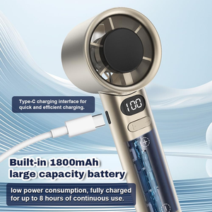 Portable Mini USB Desktop Handheld Fan 120 Speed Foldable Rechargeable Cooling Lanyard Button Control <b>Battery</b> Wearable Fans - Product Image 4