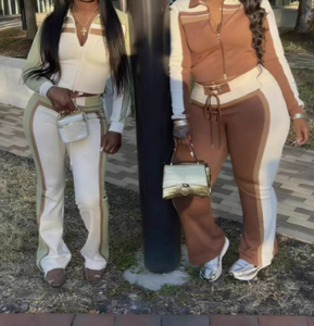 Viviblook Z1210ST Nuevo Conjunto de Yoga para Mujer, Informal, Elástico, Sudadera de Manga Larga, Pantalones, Conjunto de Dos Piezas con Bloques de Color - Product Image 1