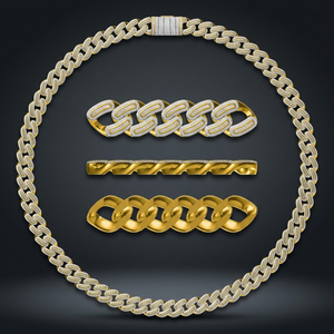 Cadena Cubana de Oro de 10kt-18kt para Hombre, Estilo Hip Hop, con Diamantes de Corte Brillante, 24 Pulgadas de Largo, Collar de Oro Blanco, Joyas Lurba - Product Image 4
