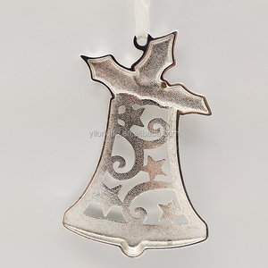 Holly yaprak ve Berry dekoratif noel süs ile çinko alaşım yenilik gümüş Metal Bell Bell - Product Image 6